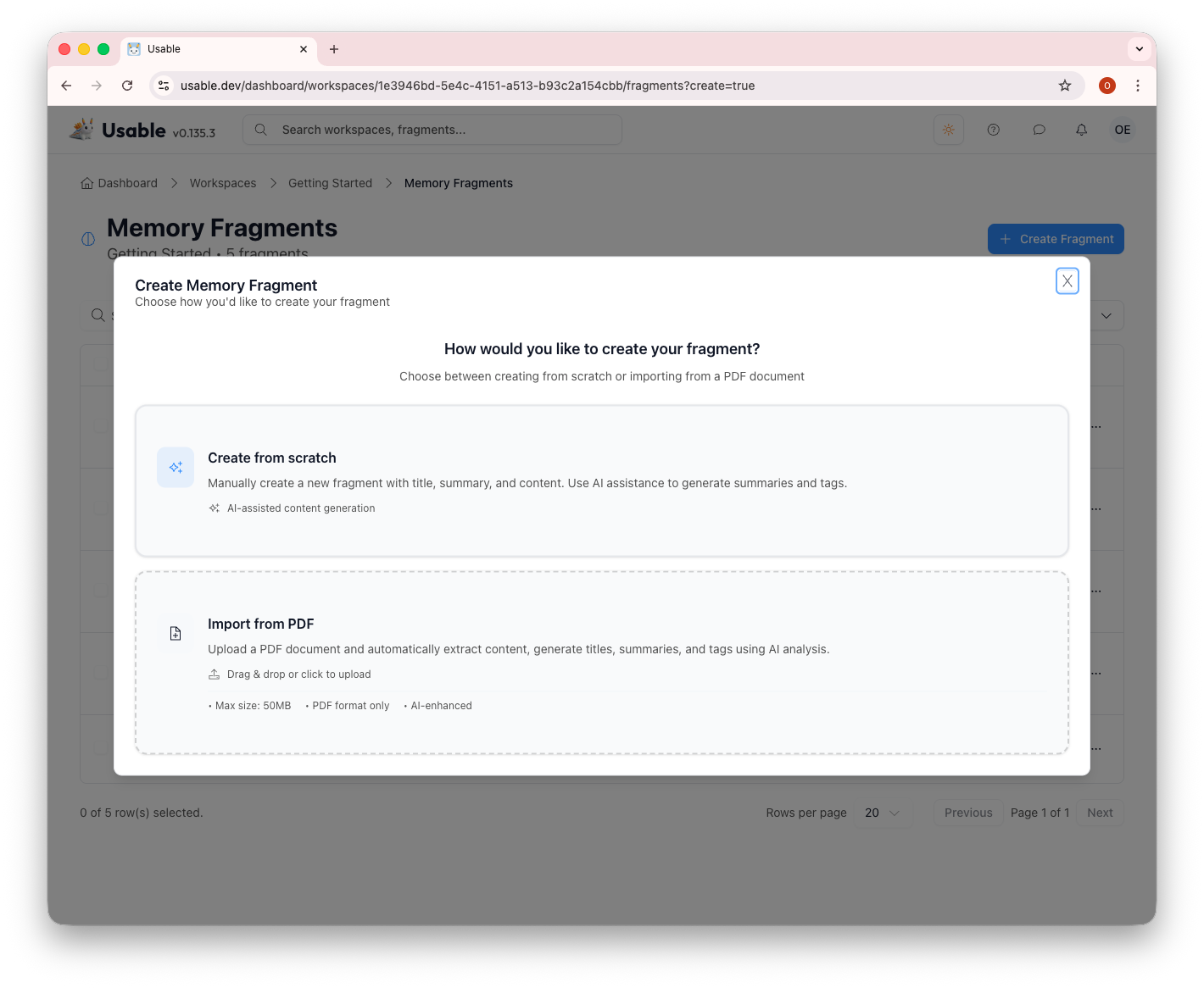 Create fragment options